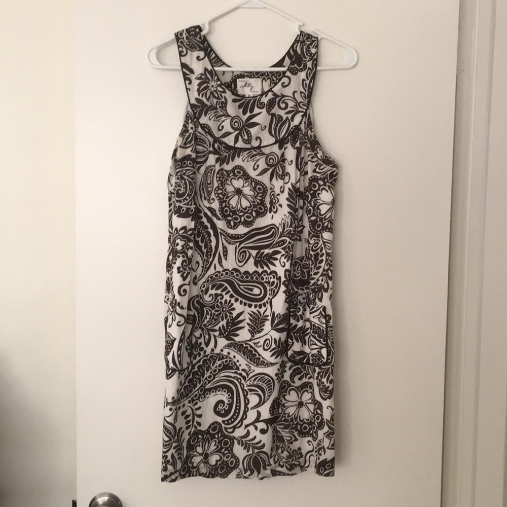 Milly cotton shift dress brown and cream
